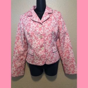 Ann Taylor loft pink white black floral blazer